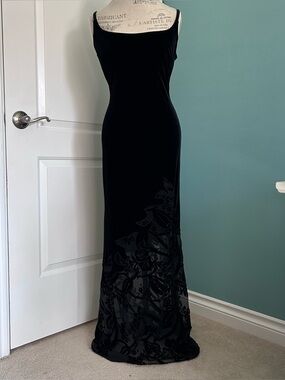 Vintage vampire gothic 90s office siren velvet burnout dress with plunge back 10